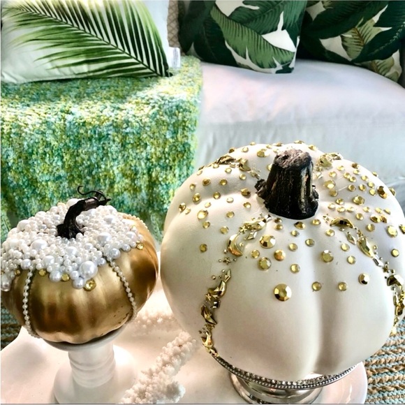 NWT! Gold Bling Rhinestone Celestial Moon & Stars Pumpkin - Picture 5 of 7